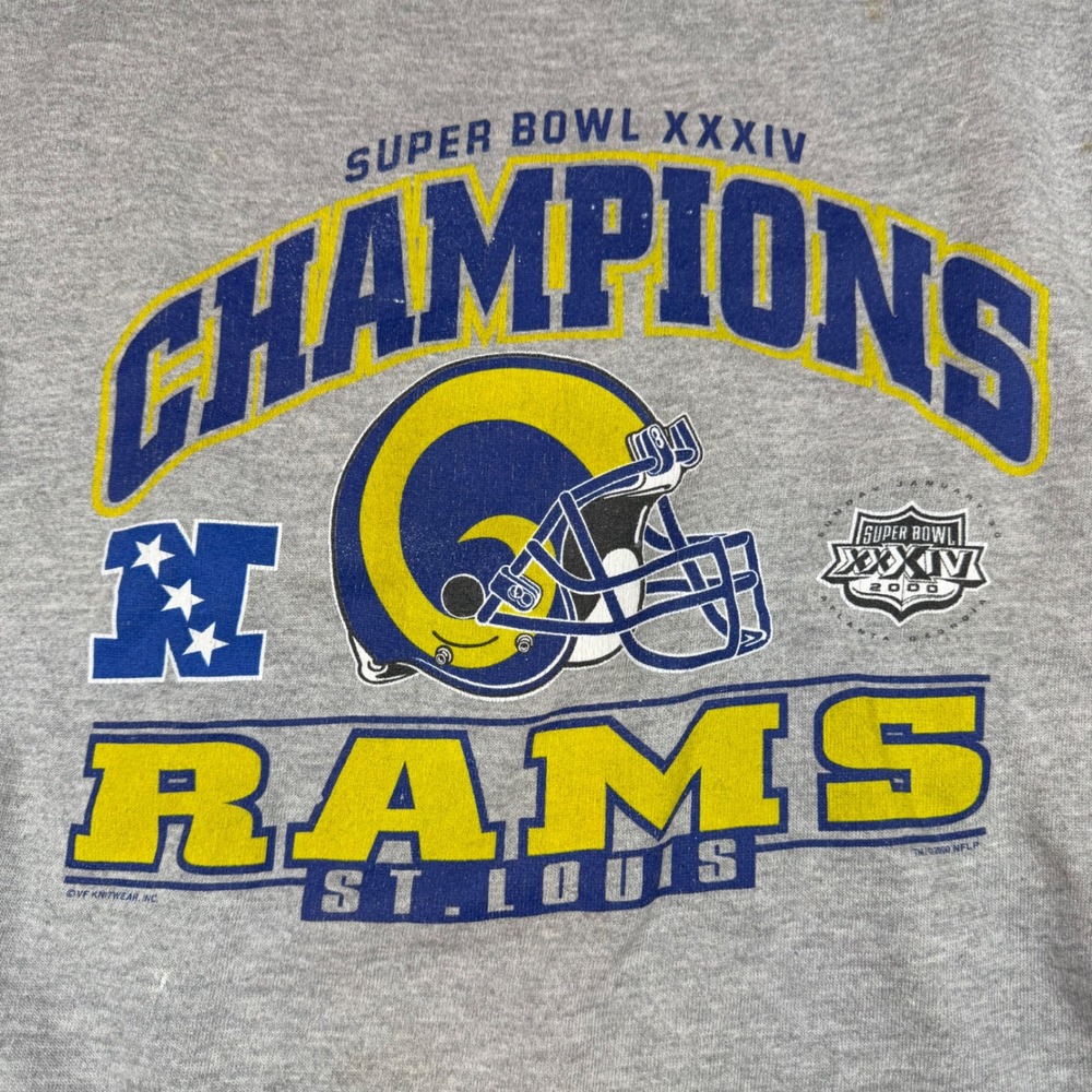 Vintage St Louis Rams Super Bowl XXXIV Champions Sweatshirt Mens Medium Gray CSA - Picture 4 of 7